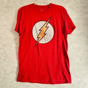 DC Comics Originals The Flash Lightning‎ Bolt Logo Red Heather T-Shirt Mens XL
